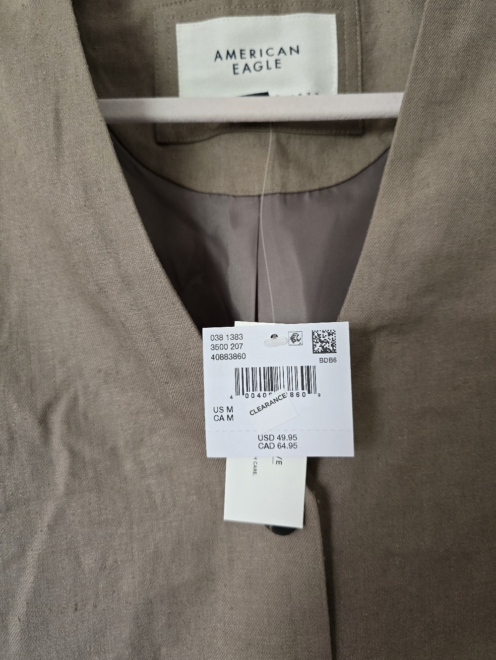 New American Eagle Linen Blend Tan Womens Vest Size M - Picture 3 of 9